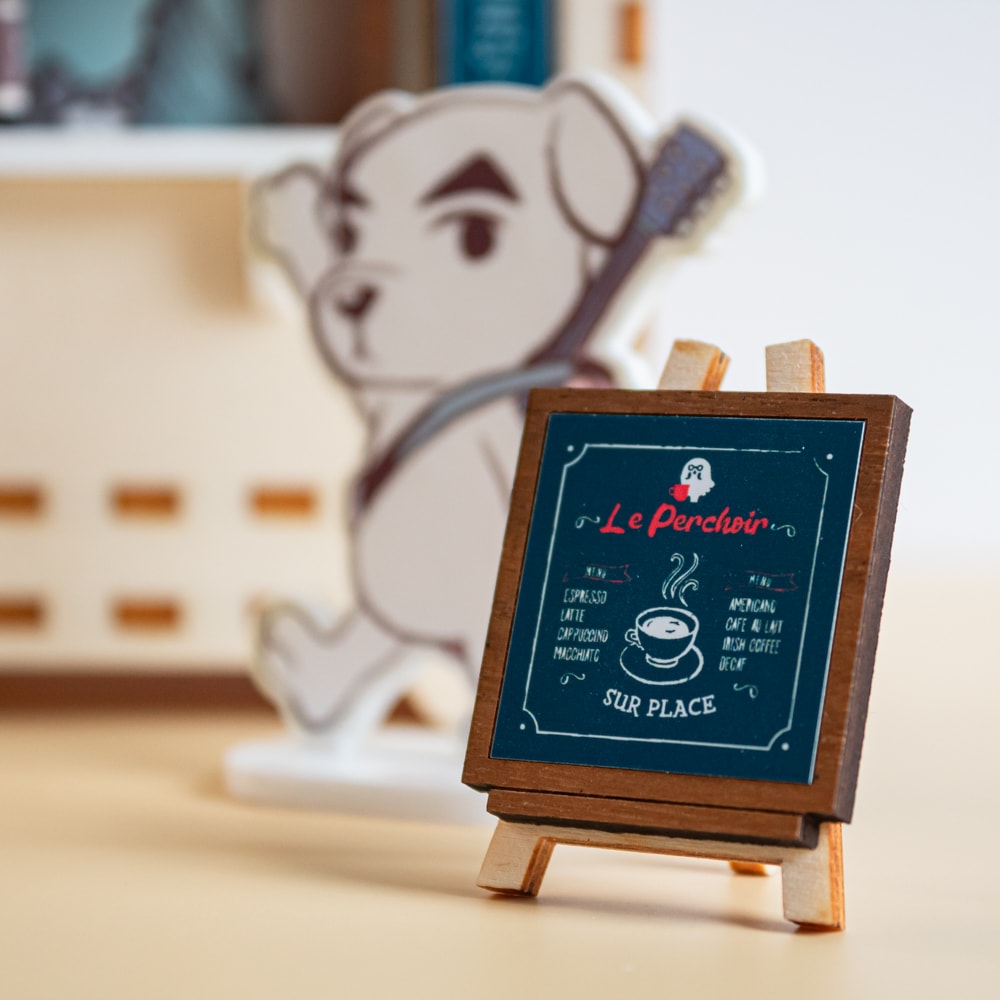 Détail du panneau menu de la maquette du Perchoir
